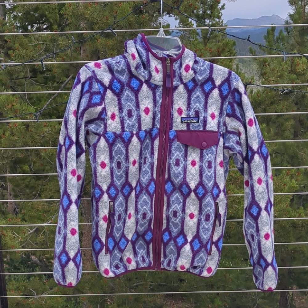 Patagonia Full Zip Synchilla Fleece Jacket with Purple Accents